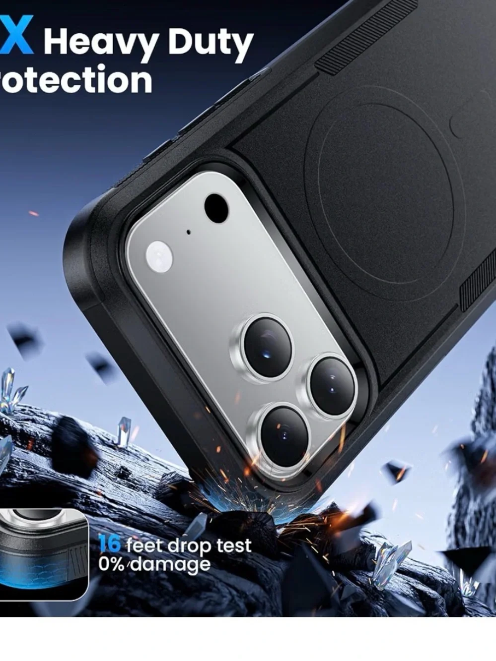 Zuoderri magnetic Heavy Duty Phone Case for iPhone 17 Pro - Black New